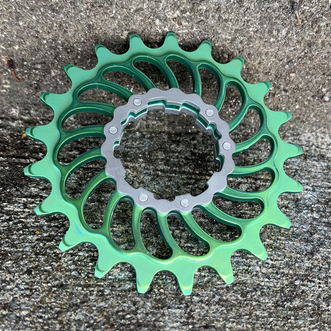 Green (100V) Anodized Boone Titanium Single Speed Double Step Cog
