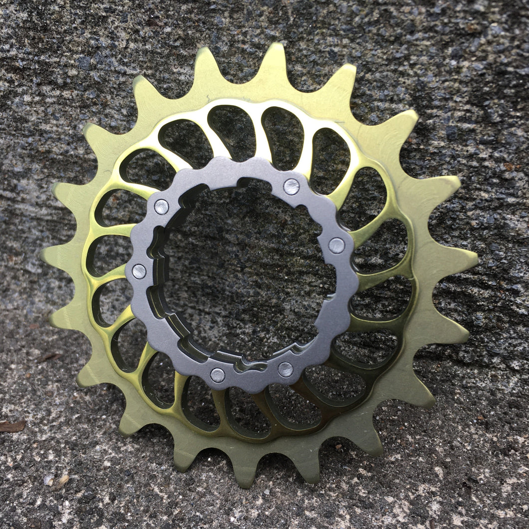 Yellow (55V) Anodized Boone Titanium Single Speed Double Step Cog