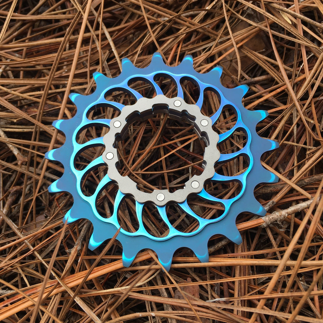 Electric Blue (85V) Anodized Boone Titanium Single Speed Double Step Cog