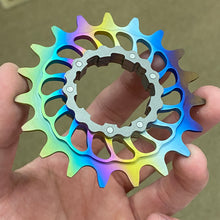 Load image into Gallery viewer, Linear Rainbow Fade Anodized Boone Titanium Single Speed Double Step Cog