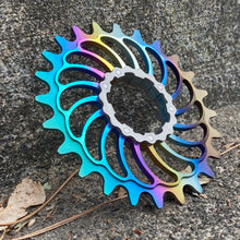Load image into Gallery viewer, Linear Rainbow Fade Anodized Boone Titanium Single Speed Double Step Cog