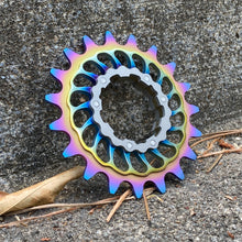 Load image into Gallery viewer, Radial Rainbow Fade Anodized Boone Titanium Single Speed Double Step Cog
