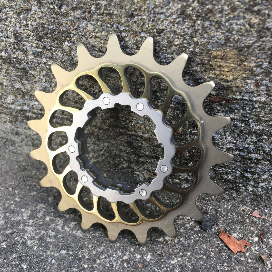Light Brown (10V) Anodized Boone Titanium Single Speed Double Step Cog