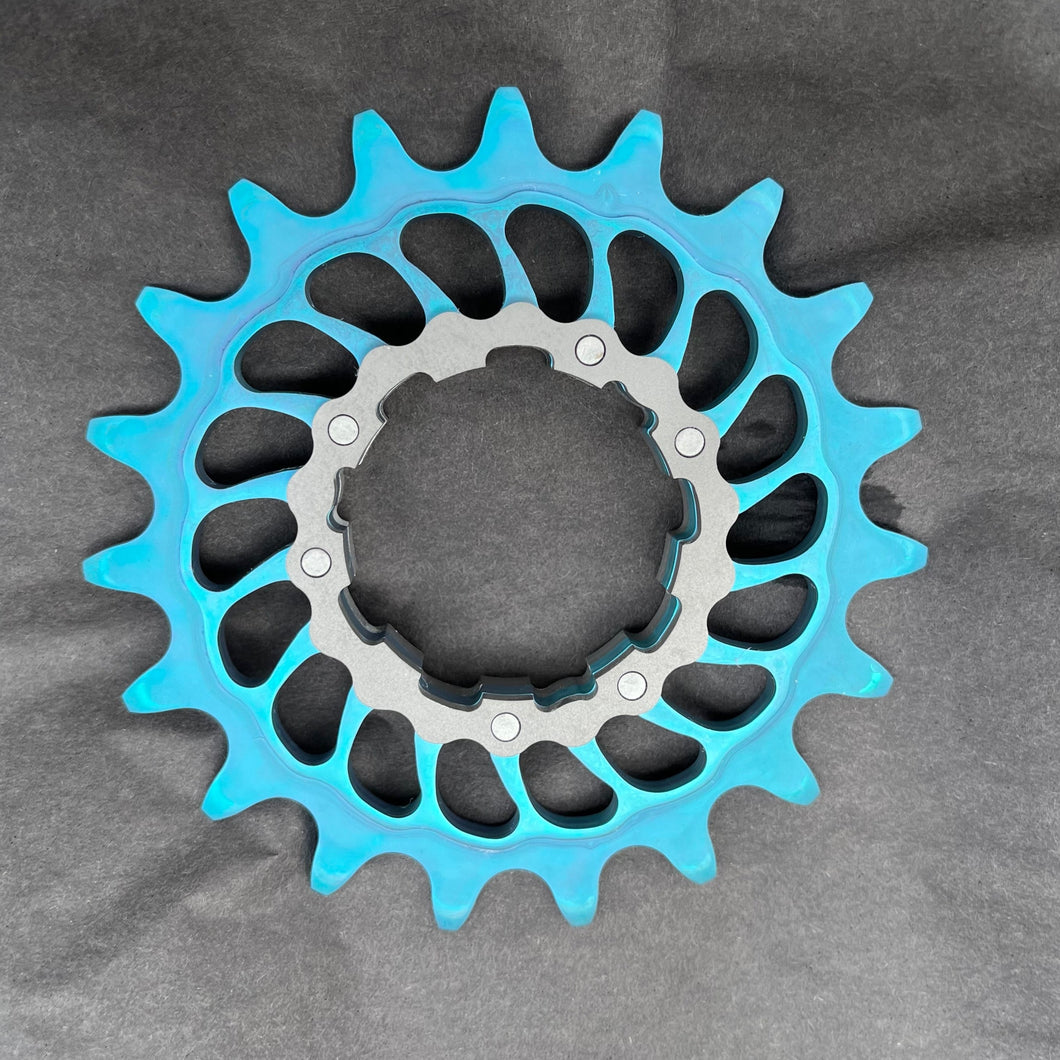 Beach Water Blue (90V) Anodized Boone Titanium Single Speed Double Step Cog