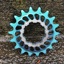 Load image into Gallery viewer, Teal (95V) Anodized Boone Titanium Single Speed Double Step Cog
