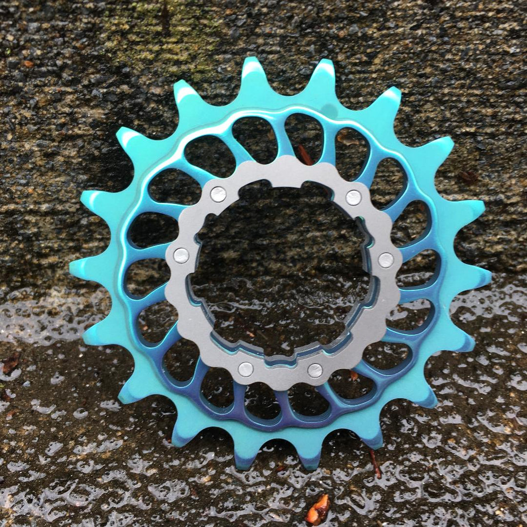 Teal (95V) Anodized Boone Titanium Single Speed Double Step Cog